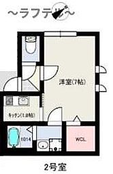 西武池袋線 西所沢駅 徒歩2分の賃貸アパート 1階1Kの間取り