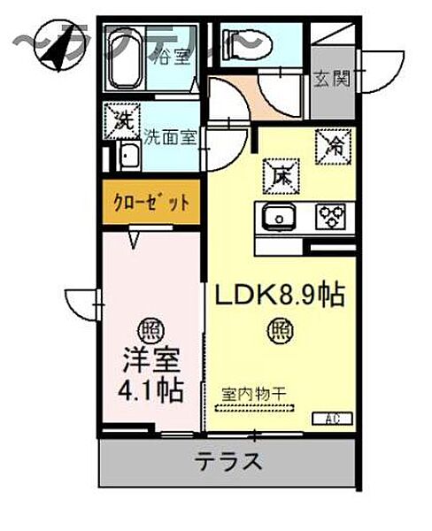 埼玉県所沢市けやき台1丁目(賃貸アパート1LDK・3階・33.61㎡)の写真 その2