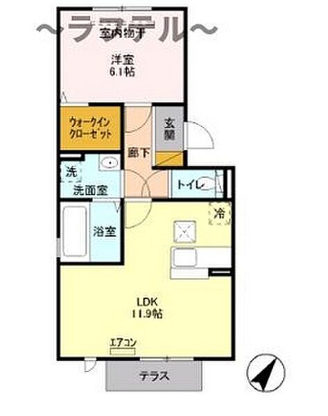 埼玉県入間市大字上藤沢(賃貸アパート1LDK・1階・44.62㎡)の写真 その2