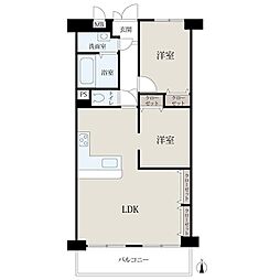 ルネ大津2号棟 2LDKの間取図画像