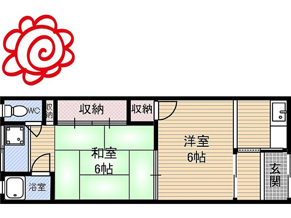 大阪府東大阪市稲田本町2丁目(賃貸アパート2K・2階・39.74㎡)の写真 その2