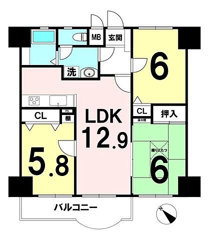 間取り サンフォーレ野洲 2階/-