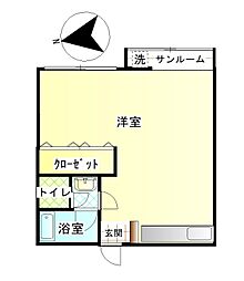 M・Eビル ワンルームの間取図画像