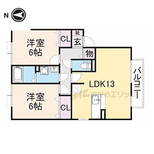 グラフォートI 201｜奈良県香芝市穴虫(賃貸アパート2LDK・2階・57.93㎡)の写真 その2