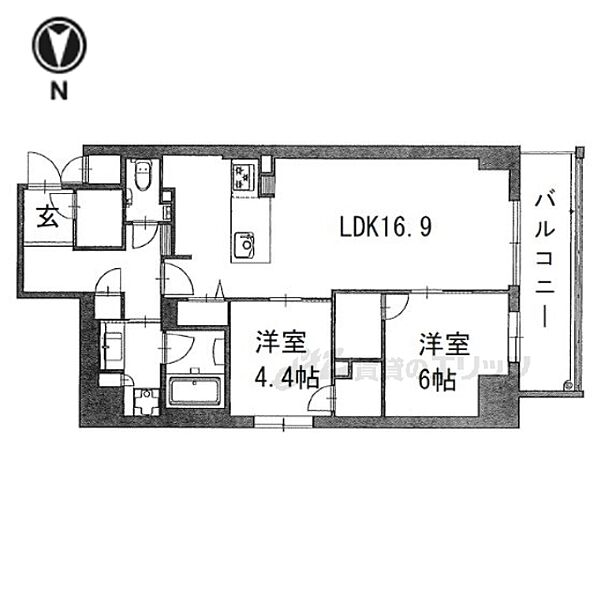 奈良県奈良市大宮町1丁目(賃貸マンション2LDK・5階・68.19㎡)の写真 その2