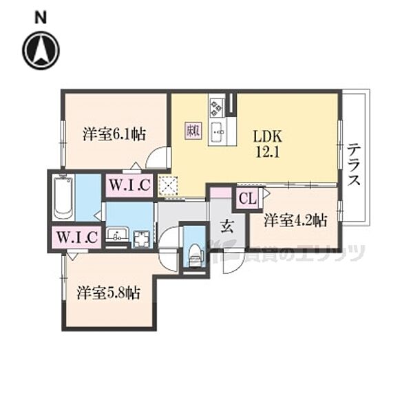 トゥールモンド上品寺 103｜奈良県橿原市上品寺町(賃貸アパート3LDK・1階・64.65㎡)の写真 その2