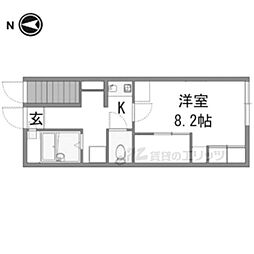 近鉄天理線 天理駅 徒歩22分の賃貸アパート 1階1Kの間取り