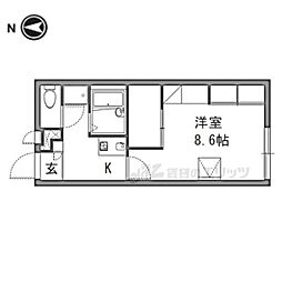 レオパレスＫ＆ＭII 2階1Kの間取り