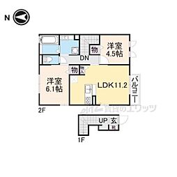 CALME VILLAGE さいおんじ 2階2LDKの間取り