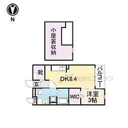 近鉄南大阪線 高田市駅 徒歩17分の賃貸アパート 2階1DKの間取り