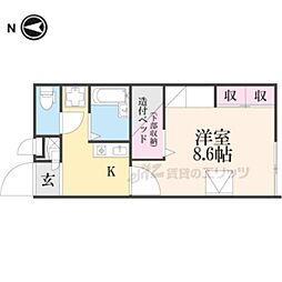 レオパレスヴィラージュＣ 2階1Kの間取り