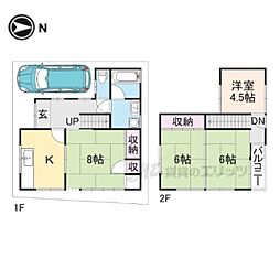 JR和歌山線 JR五位堂駅 徒歩14分の賃貸一戸建て 2階4Kの間取り