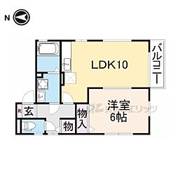 ベルパレスII 1階1LDKの間取り