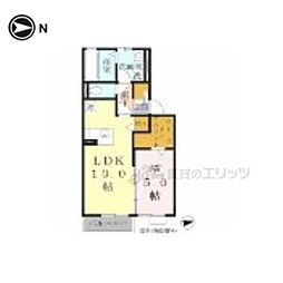 ラフロール青垣 2階1LDKの間取り