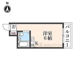 近鉄南大阪線 高田市駅 徒歩6分の賃貸マンション 3階ワンルームの間取り