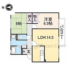 JR関西本線 奈良駅 徒歩27分の賃貸アパート 2階2LDKの間取り