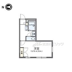 レオパレスイケダ 1階1Kの間取り