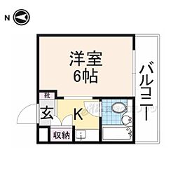 近鉄天理線 天理駅 徒歩6分の賃貸マンション 2階1Kの間取り