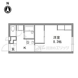 レオパレス萩ケ丘 2階1Kの間取り