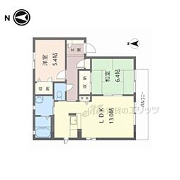 プリムローズ1番館 1階2LDKの間取り