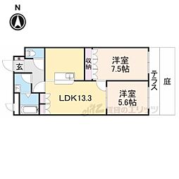 ルナ　ピアッツァ 1階2LDKの間取り