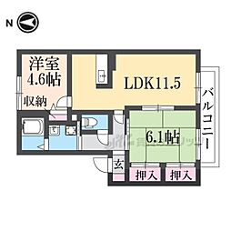 グランブルーD 2LDKの間取図画像