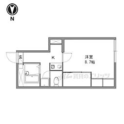 レオパレス万葉 1Kの間取図画像