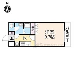 ピュアリーフ 1Kの間取図画像