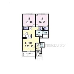 クレールヴィラ 2LDKの間取図画像