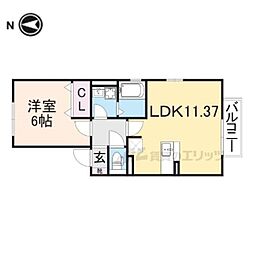 コージーコートヤギA 1LDKの間取図画像