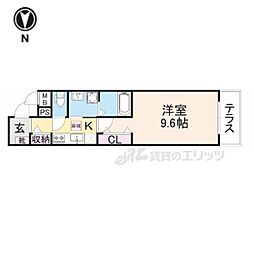 ハルズHINODE 1Kの間取図画像
