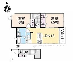 ガーデンヒルズ 2LDKの間取図画像