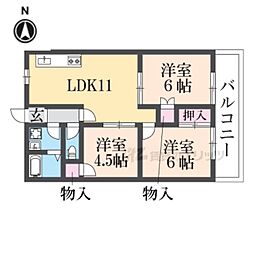 橿原グリーンハイツ 3LDKの間取図画像