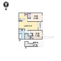 マノワール磯城 2LDKの間取図画像