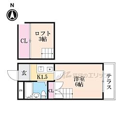 フォレスト橿原 1Kの間取図画像