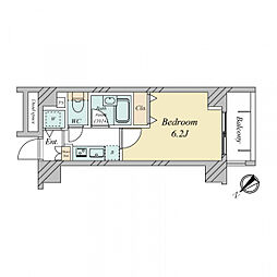 GrandTruth駒込六義園 1Kの間取図画像