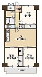 堺東グリーンハイツB棟 3LDKの間取図画像
