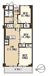 白鷺スカイハイツ 3LDKの間取図画像
