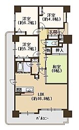 パルコート・フェルティなかもず 4LDKの間取図画像