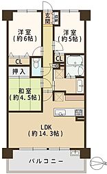 レイシアコート平野長原パークサイトリッジ 3LDKの間取図画像