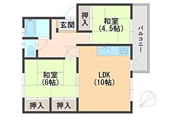コーポ泉大津 2LDKの間取図画像