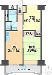 グリーンタウン茨木8番館 2LDKの間取図画像