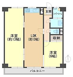大和サニーハイツ高槻1棟 2LDKの間取図画像
