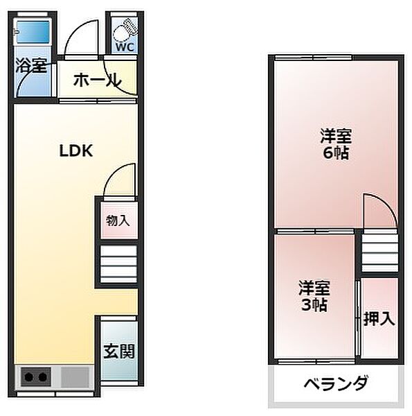 高見の里6丁目連棟住宅 ｜大阪府松原市高見の里6丁目(賃貸テラスハウス2LDK・1階・38.00㎡)の写真 その2