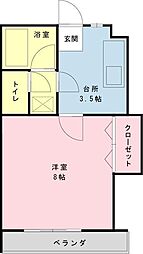 ノースプロスパー2 1Kの間取図画像