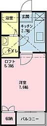 サニーウェル 1Kの間取図画像