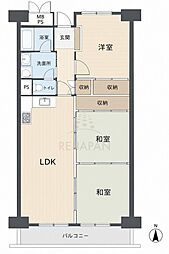 八戸ノ里第3ガーデンハイツB棟 3LDKの間取図画像