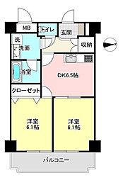 日興パレス西新井 2LDKの間取図画像