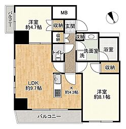 ガクエンヒルズ北千住 2LDKの間取図画像