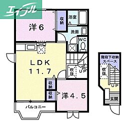 ウィスタリア 2LDKの間取図画像